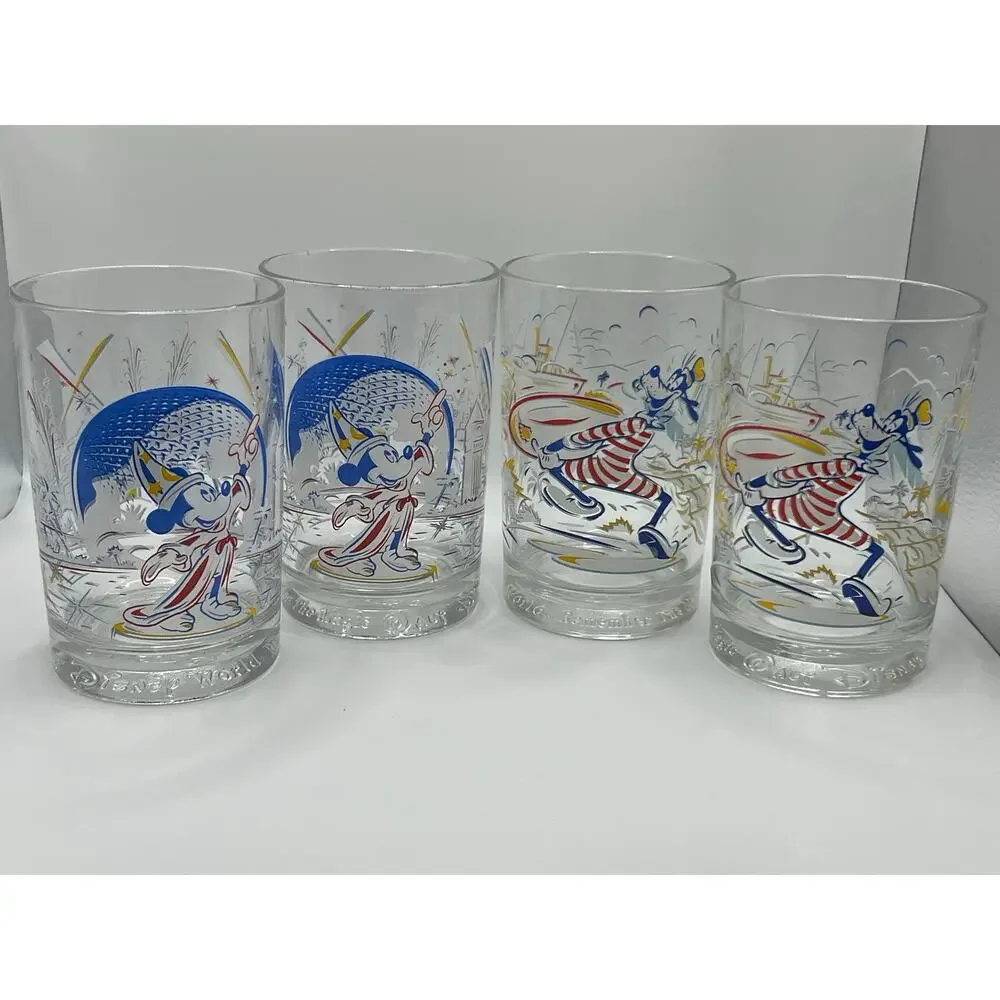 Vintage 1996 Disney WDW 25th Anniversary Mickey Goofy McDonald's Glasses Lot 4